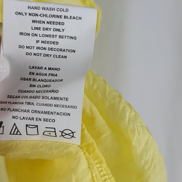 Sheer Yellow Embroidered Flowy Ruffle Blouse - Picture 6 of 10